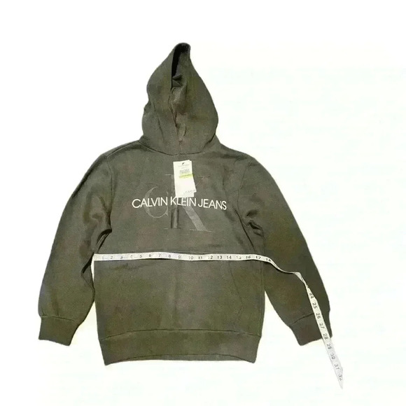 Calvin Klein Big Boys Old School Logo Pullover Hoodie Sequoia M(10/12) - Picture 6 of 9
